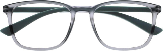 OPULIZE Max Classic Reading glasses for Women Men,Scratch Resistant Large Rectangular frame with Spring Hinges, Grey +1 (Pack of 1)