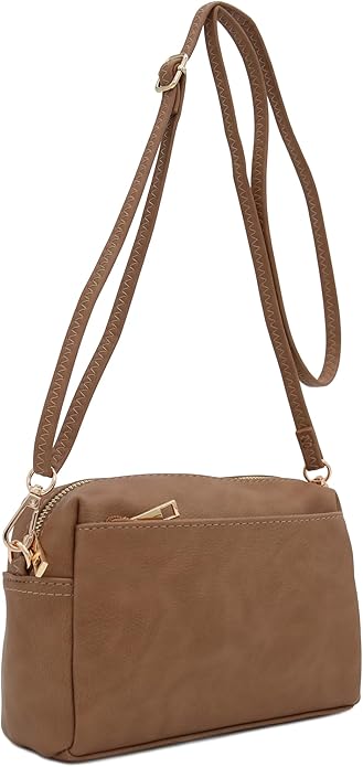 FashionPuzzle Triple Zip Small Crossbody Bag