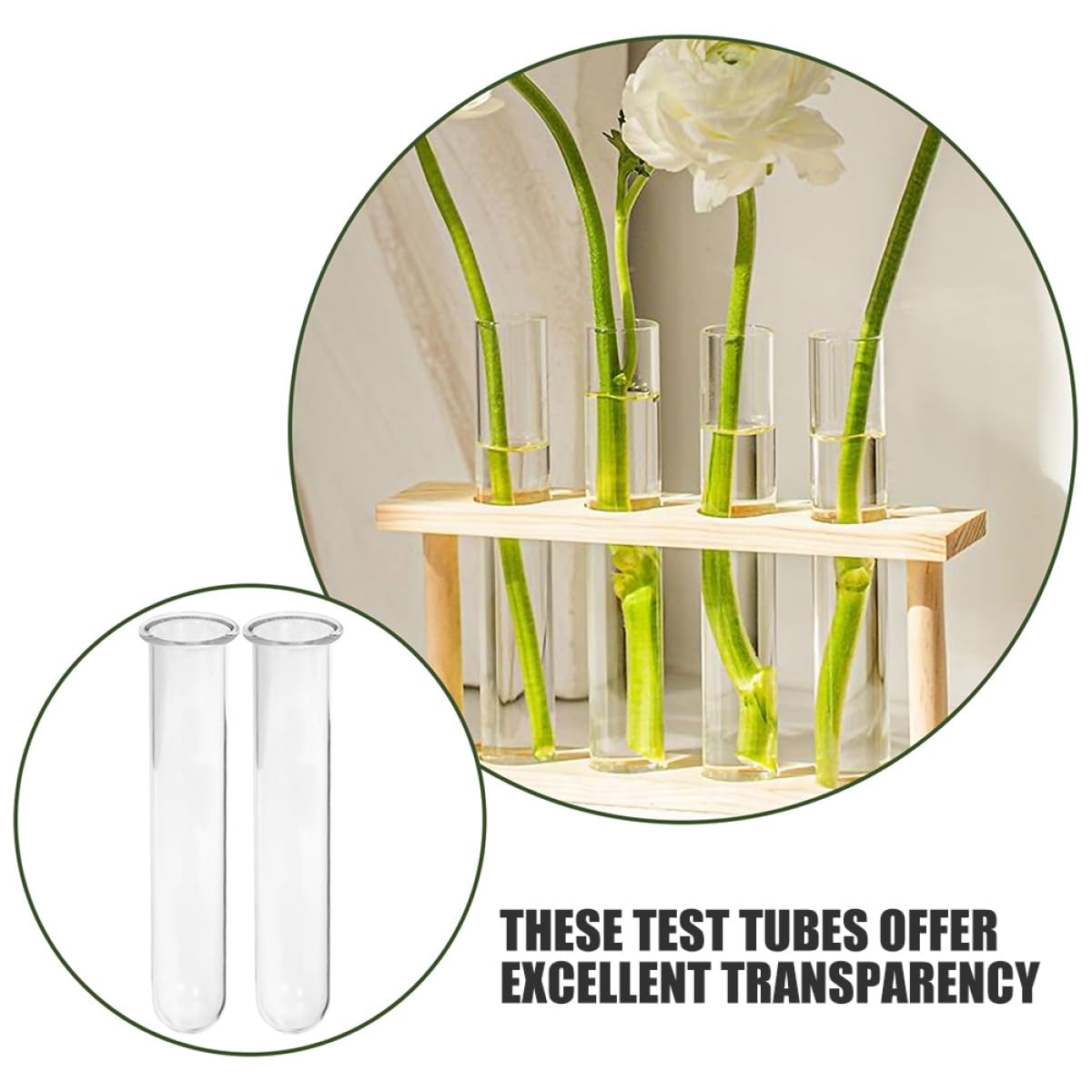 Abaodam 4pcs Glass Propagation Test Tube Vases Hydroponic Plant Tubes 2.5x3x18cm Glass Terrarium Planter for Home Office Desk Decoration