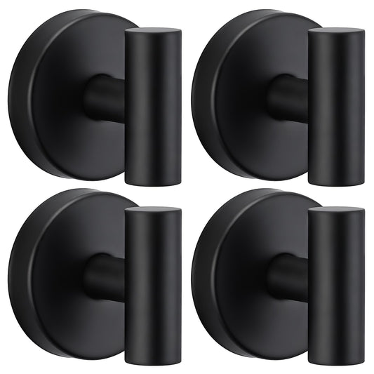 warlve Heavy Duty Reusable Suction Cup Hooks for Shower - No Drill Bathroom/Glass/Mirror/Tiles & Metal and Smooth Non-Porous Surfaces for Towels, Robes, Loofahs(4, Matte Black)