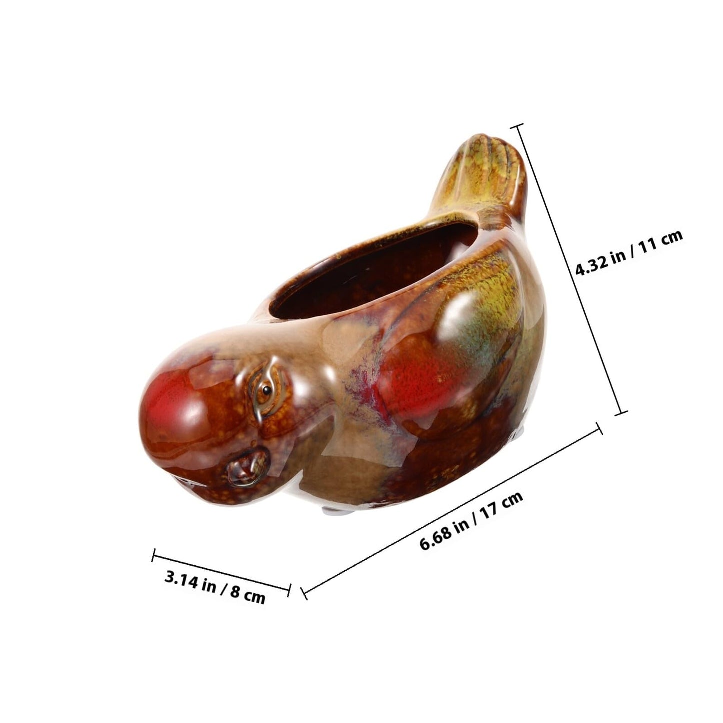Yardwe Ceramic Planter Pot Bird Shape Succulent Flowerpot for Indoor Balcony Gardening Small Animal Design Glazed Pot for Home Decor