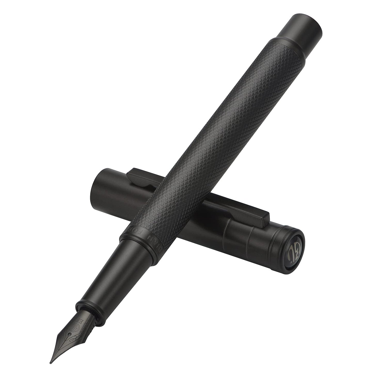 Matte Black Forest Fountain Pen Extra Fine Nib Classic Design with Converter and Metal Pen Box Set by Asvine