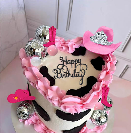 Disco Cowgirl Cake Topper Cowgirl Hat and Boot Cake Toppers Disco Ball Cake Topper Western Cowgirl Birthday Party Favors Supplies