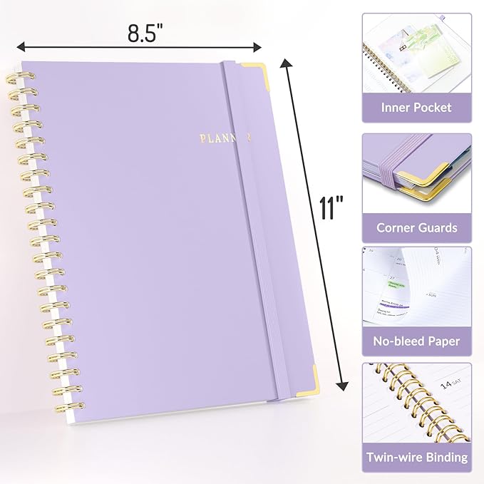 Forvencer Academic Planner 2026-2027, July 2026-June 2027 Weekly & Monthly Hardcover Calendar Planner, 8.5" X 11", Daily Agenda Book, School Office Notebook College Teacher Organizer A4, Poppy Bouquet