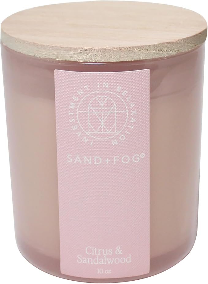 Sand + Fog Scented Candle - Citrus & Sandalwood â Additional Scents and Sizes â 100% Cotton Lead-Free Wick - Luxury Air Freshening Jar Candles - Perfect Home Decor â 10oz