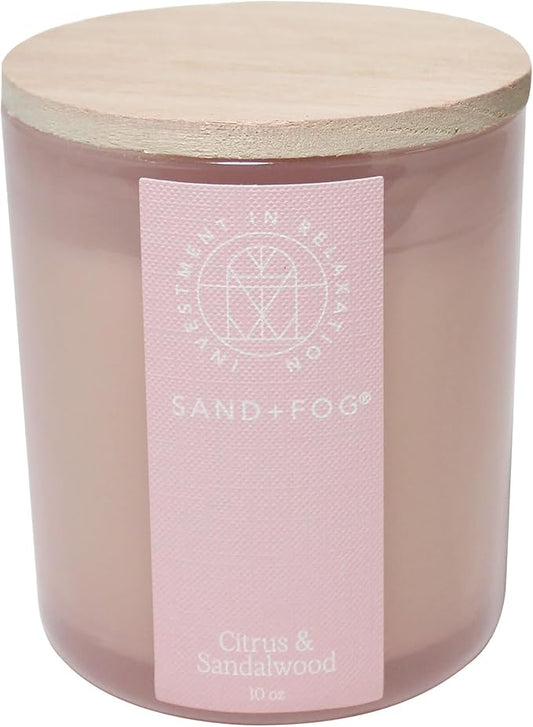 Sand + Fog Scented Candle - Citrus & Sandalwood â Additional Scents and Sizes â 100% Cotton Lead-Free Wick - Luxury Air Freshening Jar Candles - Perfect Home Decor â 10oz