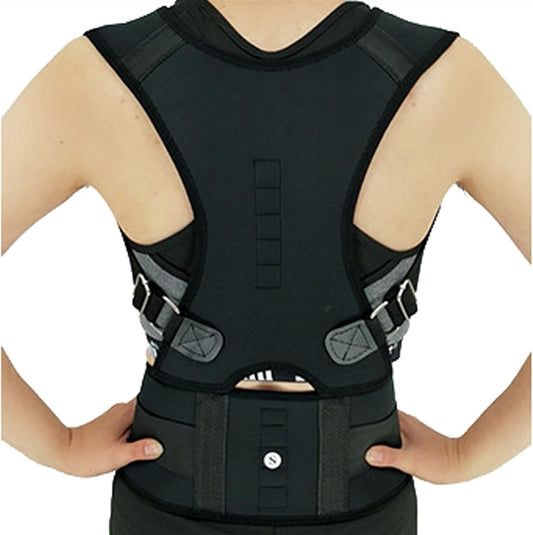 Magnetic Therapy Back Brace Posture Corrector Corset Waist Trainer Vest Body Shaper for Men Women Spinal Neck Shoulder Full Back Support Belt (Color : Black, Size : XXXL/XXX-Large)