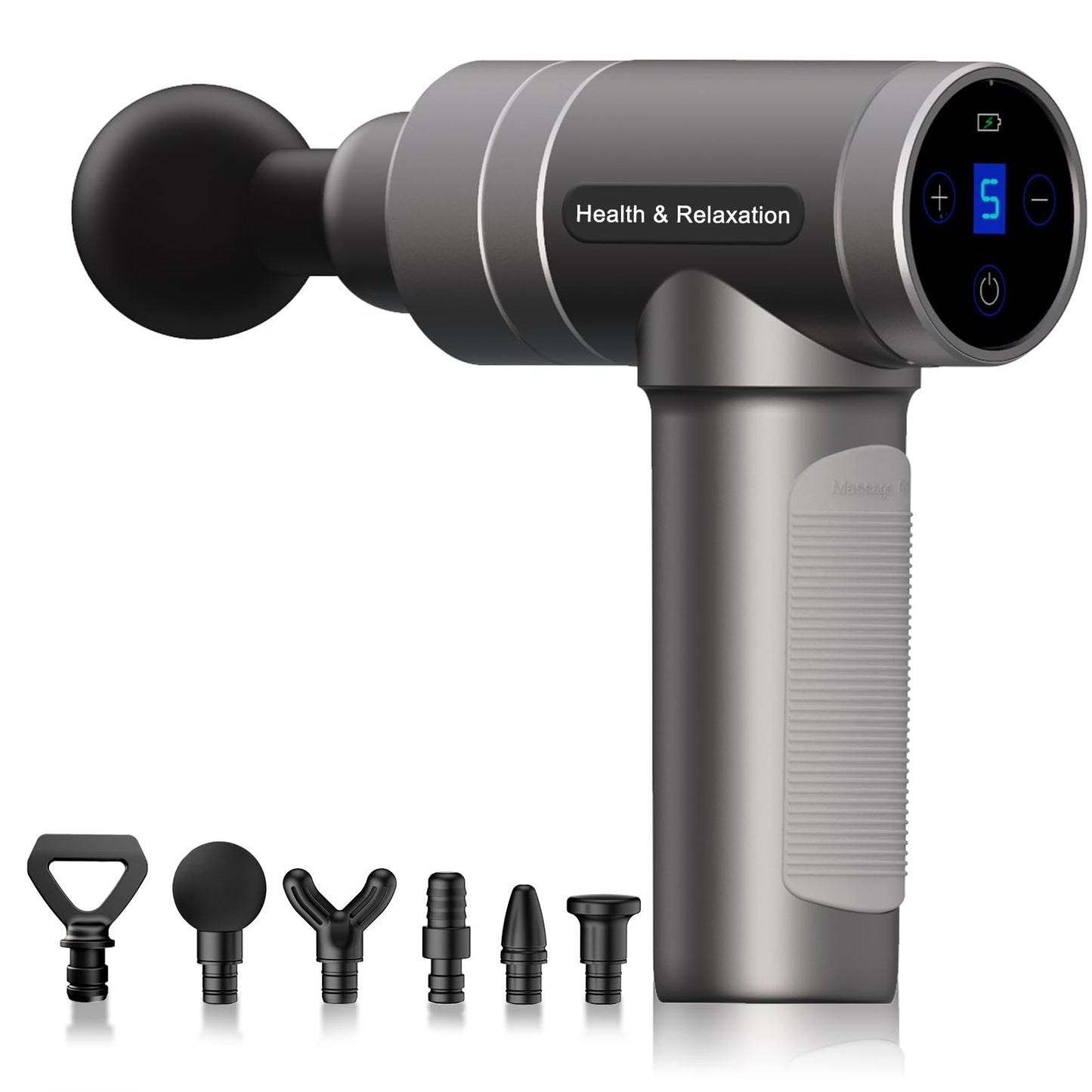 Xllent Massage Gun Deep Tissue,Birthday Gifts for Men Women,Gifts for Boyfriend Girlfriend - Neck Back Massager for Pain Relief Deep Tissue with 6 Heads & 5 Speeds,Prime Today 2025(Grey)