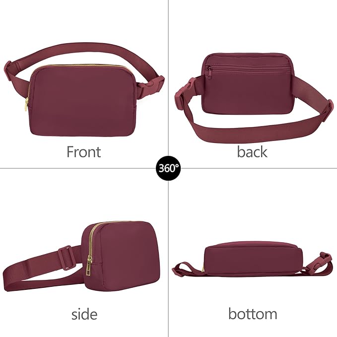 VOROLO Fanny Pack For Women And Men Crossbody Bag Belt Bag with Adjustable Strap Graduation Gifts Wine Red