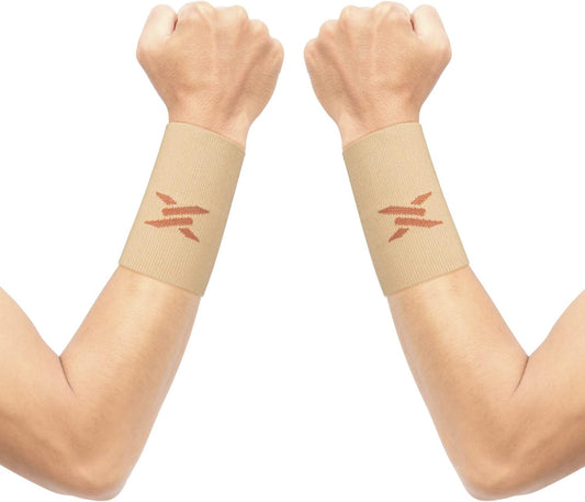THX4COPPER Compression Wrist Sleeve(1 Pair) -Copper Infused Wrist Support for Men &Women-Improve Circulation and Recovery (XXX-Large, Beige)