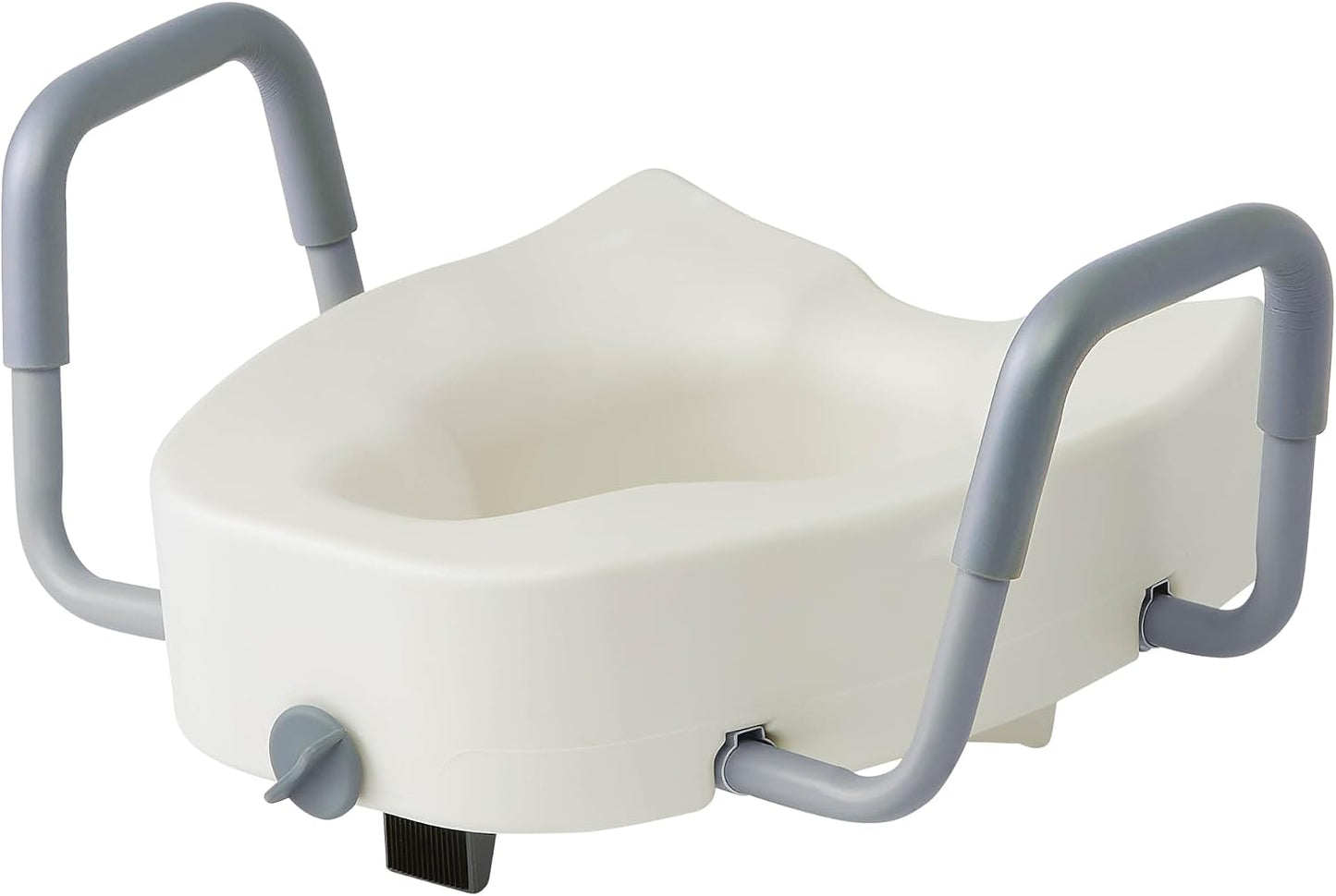 Medline 5" Raised Locking Toilet Seat with Removable Padded Arms, 400 lb Capacity, Fits Most Elongated Toilets, No Lid, for Adults and Elderly