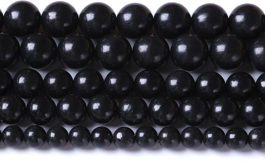 60PCS 6mm Natural Shungite Black Stone Beads for Jewelry Making Round Loose Beads DIY Bracelets Necklaces Energy Crystal Healing (Shungite Beads, 6mm)