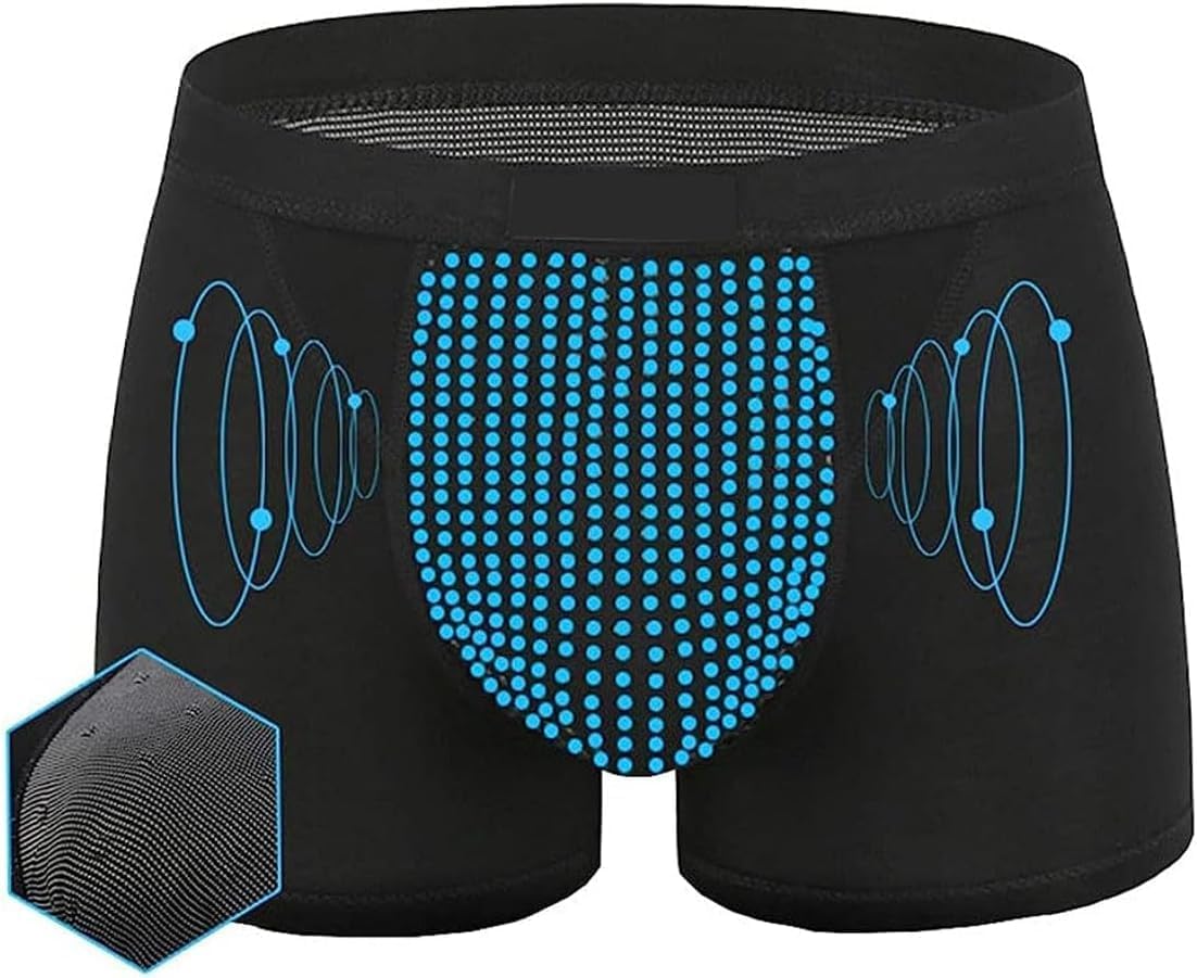Set of 3 Men's Enlargement Underwear with Health Care Magnetic Therapy for Rapid Increase, Men's Boxer Briefs Improving Male Power (Black-3pcs,5XL)