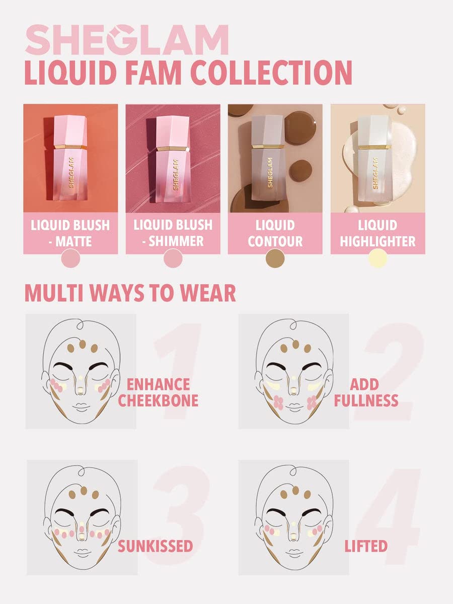 SHEGLAM Glow Bloom Liquid Waterproof Highlighter Long Lasting Cream Highlighter with Shimmer Dewy Finish - Bellini Brunch