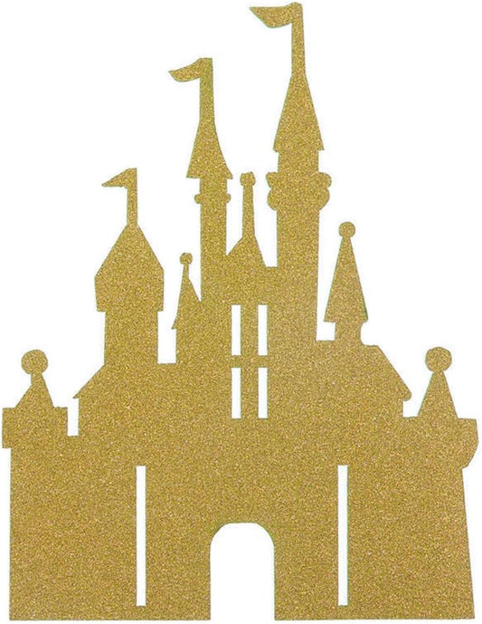 Flairs New York Happy Birthday Decorations Cake Toppers Party Props (Pack of 1 Cake Topper, Gold Glitter Princess Castle)