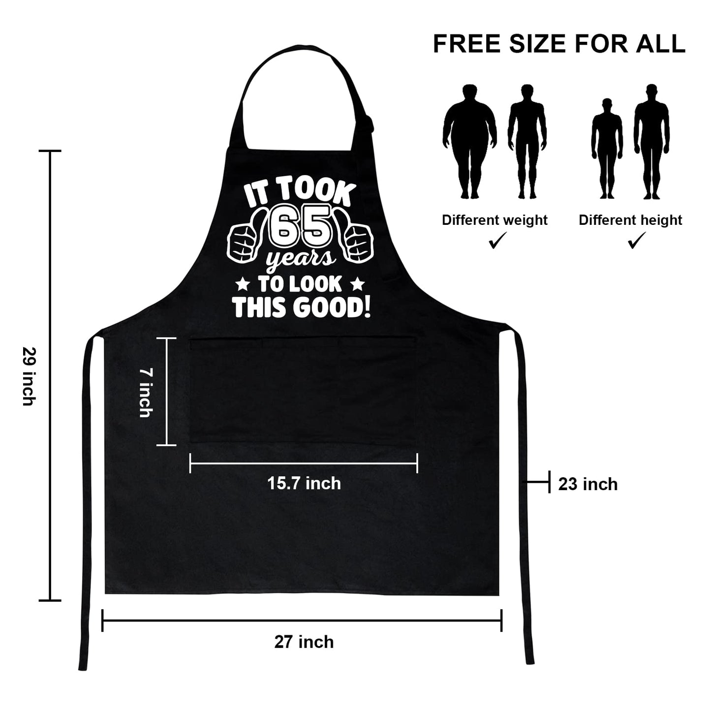 65th Birthday Gifts for Men Women, 1960 Happy 65th Birthday Gift Ideas, 65 Chef Aprons for Men with 3 Pockets, Funny Cooking Aprons for 65 Years Old Man, Women, Dad, Mom, Husband, Wife, Friends