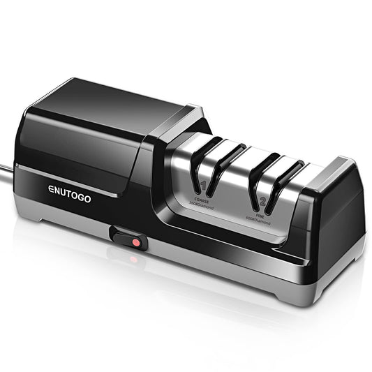 Enutogo Knife Sharpener, Professional 2-Stages Eleltric Knife Sharpeners with Diamond Abrasives for 20-Degree Straight Edge, Knife Sharpener for Kitchen Knives with Sharpening and Polishing