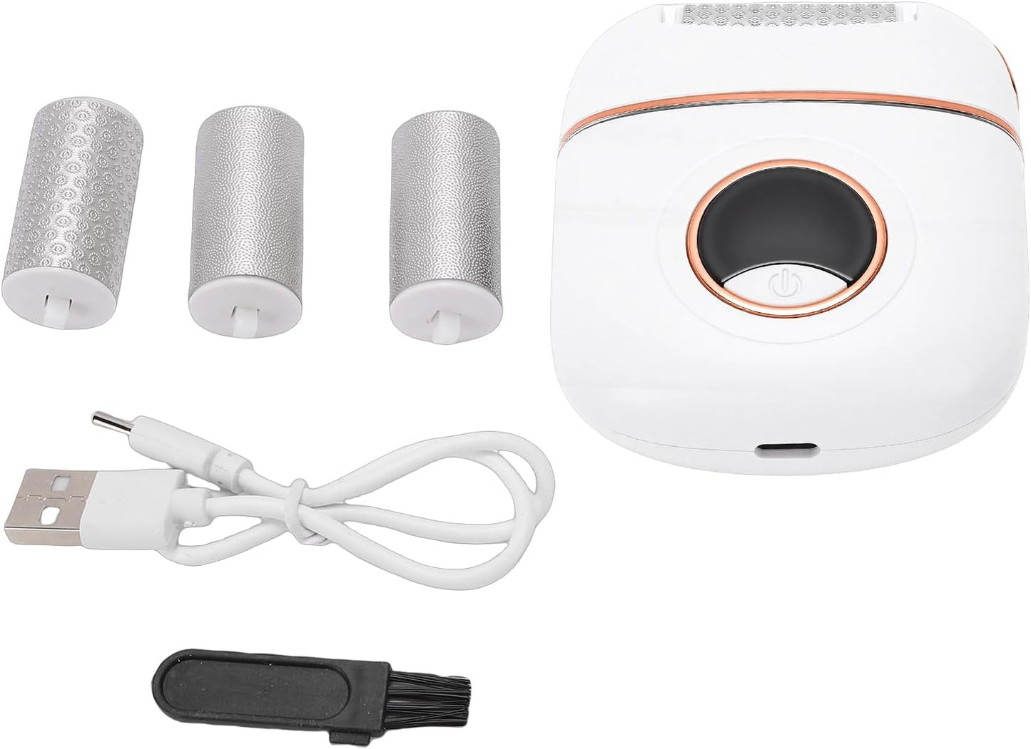 Fabater Electric Foot Callus Remover Kit, Electronic Foot File Pedicure Kit with 4 Grinding Heads, Rechargeable Callous Removers, Professional Pedi Feet Care Perfect for Dead (White)
