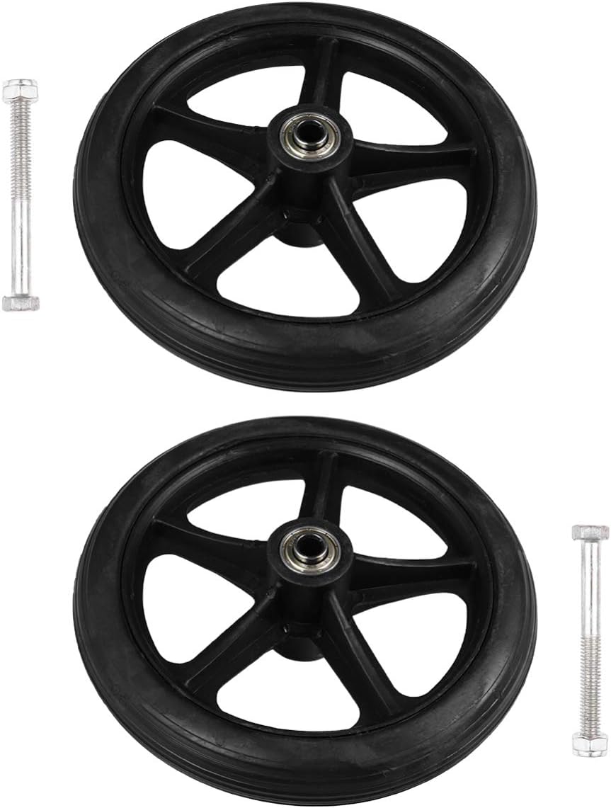 EXCEART 7 Inch Wheelchair Front Wheels - Solid Tire Replacement for Manual Wheelchairs - 2Pcs Easy Install Accessories with Ball Bearings
