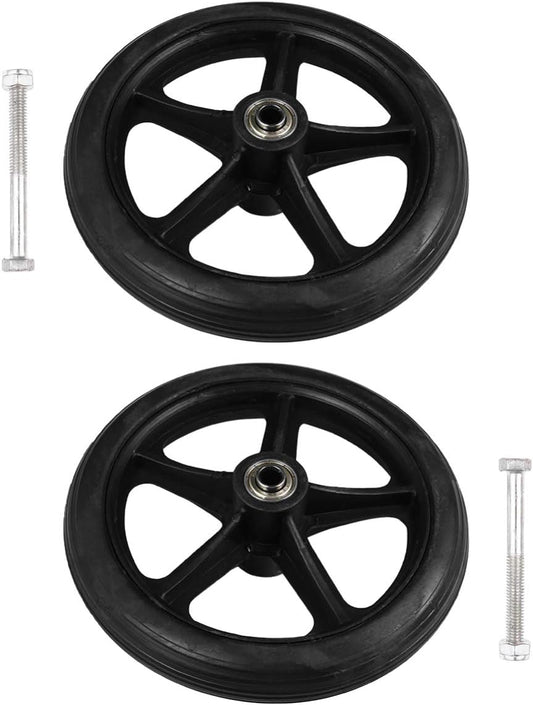 EXCEART 7 Inch Wheelchair Front Wheels - Solid Tire Replacement for Manual Wheelchairs - 2Pcs Easy Install Accessories with Ball Bearings