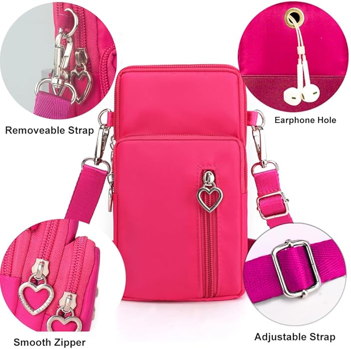 JANKS Small Crossbody Bag for Women - Mini Phone Purses with Crossbody Strap and Wallet - Nylon Arm Bag