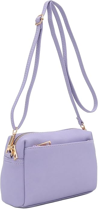 FashionPuzzle Triple Zip Small Crossbody Bag
