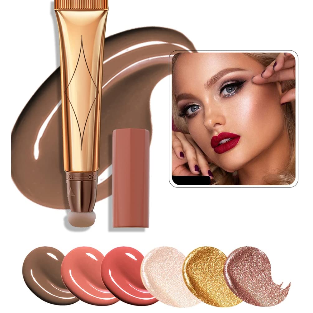Highlighter Beauty Wand, Face Concealer Contouring With Halo Glow Liquid Filter Long Lasting & Smooth Matte Finish Liquid Illuminator Makeup Stick (05 Bronze Gold)