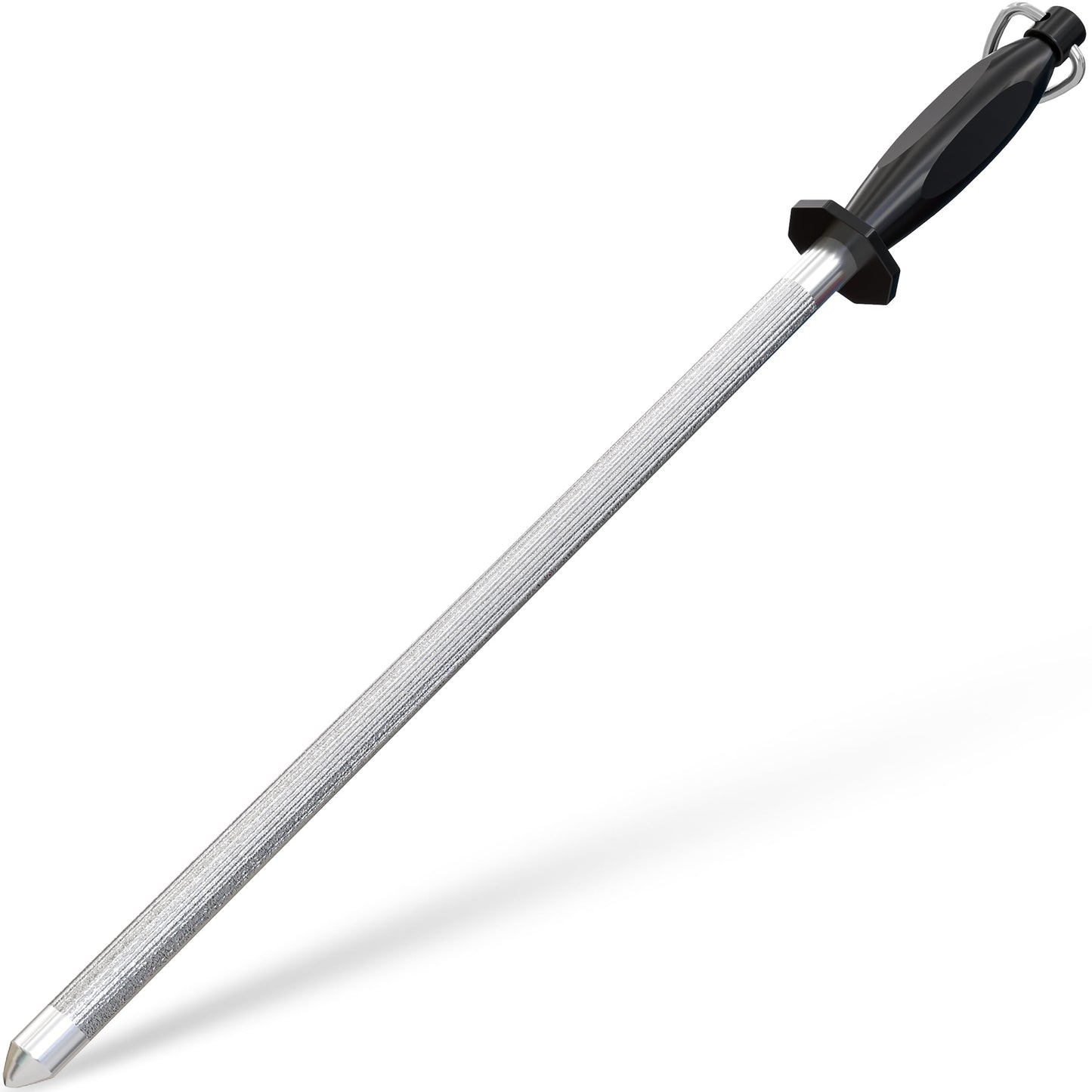 Utopia Kitchen Knife Sharpener Rod 12 Inch, Professional Honing Rod for Knife Sharpening with Hanging Hook, Black