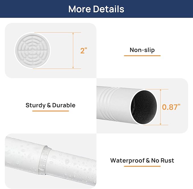 ENJOYBASICS 2 Pack Adjustable Spring Tension Curtain Rods 32 to 54 Inches, Stainless Steel White Shower Rod No Drilling for Window, Bathroom, Closet, Room Divider, 7/8" Diameter