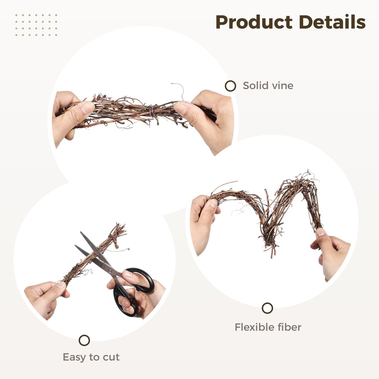 2 PCS Grapevine Garland - DIY Crafts Natural Grapevine Twig Vines, 15 Feet Vines Garland Wreaths for Wedding House Holiday Door Vase Wall Decor