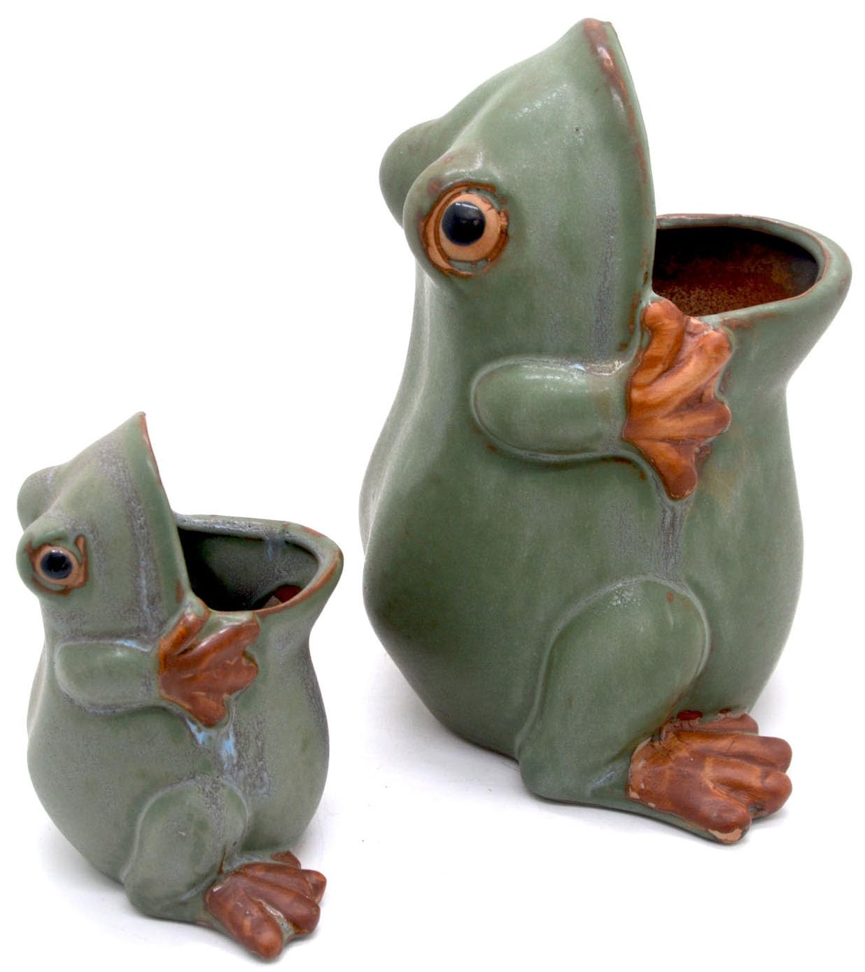 MONMOB 7" Ceramic Frog Shaped Plant Pot for Bonsai Flower Succulent Planter Candy Dish Pencil Holder Decor Multipurpose Green Frog Gift"