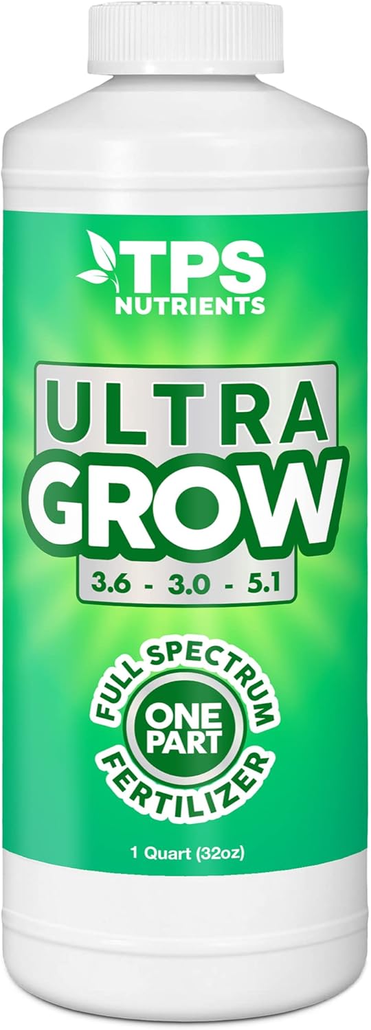 TPS NUTRIENTS Ultra Grow One Part Veg Plant Fertilizer with All NPK Cal-Mag and Micros, 1 Quart (32 oz)