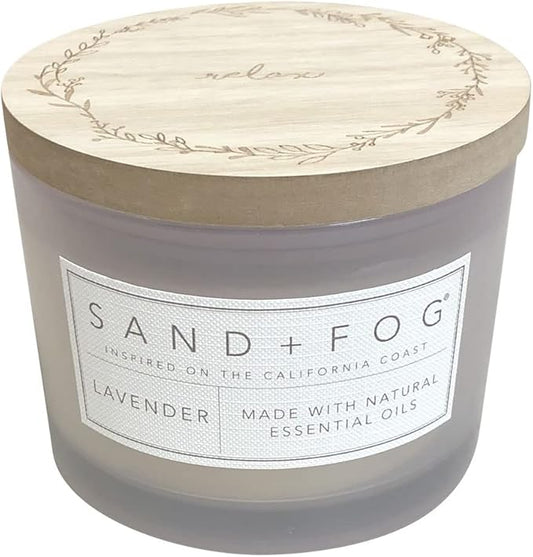 Sand + Fog Scented Candle - Lavender â Additional Scents and Sizes â 100% Cotton Lead-Free Wick - Luxury Air Freshening Jar Candles - Perfect Home Decor â 12ozâ¦