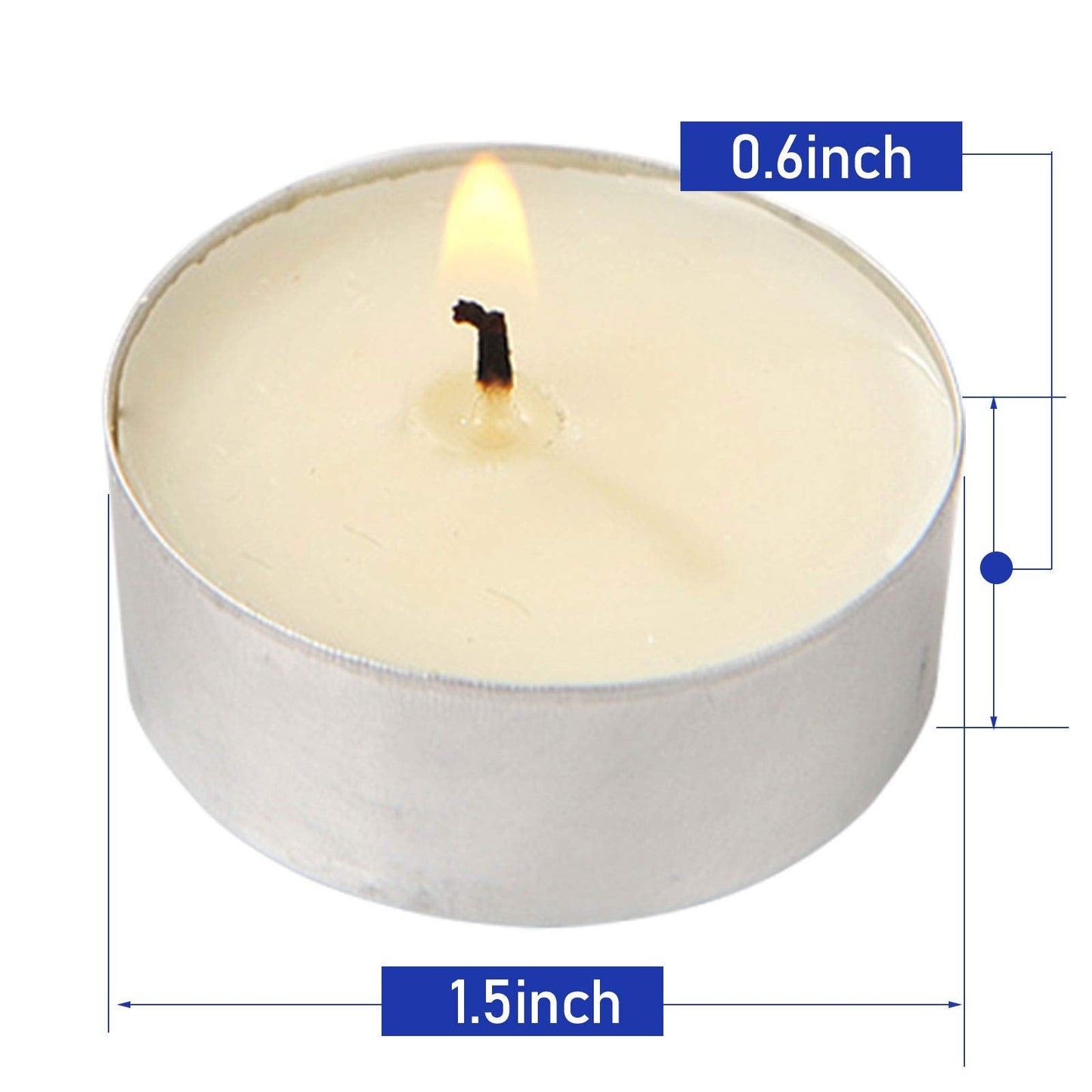 Visen 50Pack Tealight Candles, White, Unscented, Smokeless, Dripless & 6Hours Burn Time Long Burning Paraffin Tea Lights Candles for Home, Romantic Decor, Pool, Shabbat, Weddings & Emergencies