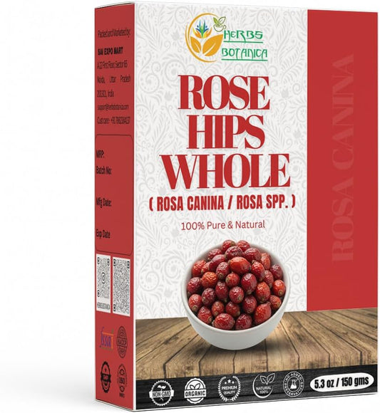Herbs Botanica Rosehips Dried Rose Hip Herbal Tea, Homemade Sauce, Jellies, Soups, Seasoning, Syrup Vitamin C Rich 100% Naturally Dried Rosa Canina Cynorrhodon 5.30oz | Resealable Kraft Bag