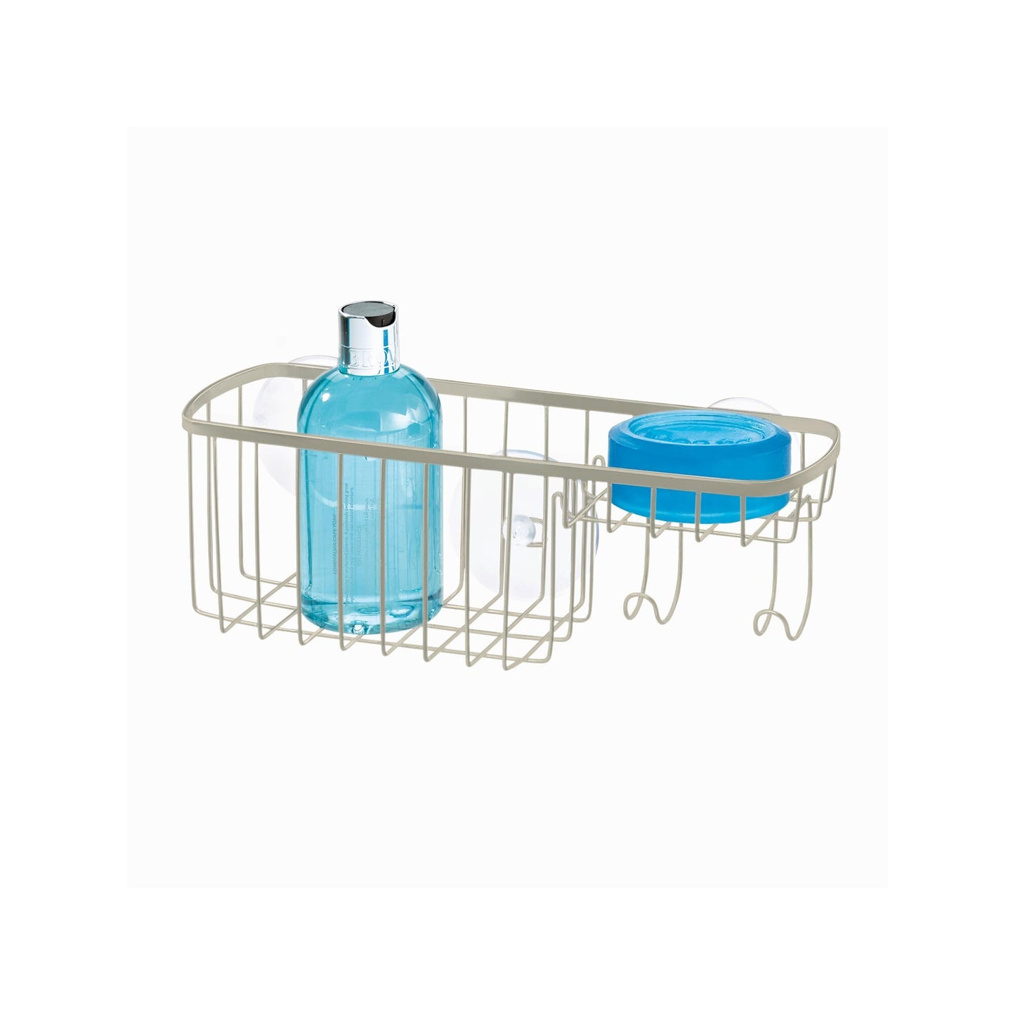 iDesign Suction Shower Basket with Soap Dish and Hooksâ Gia Collection - Satin