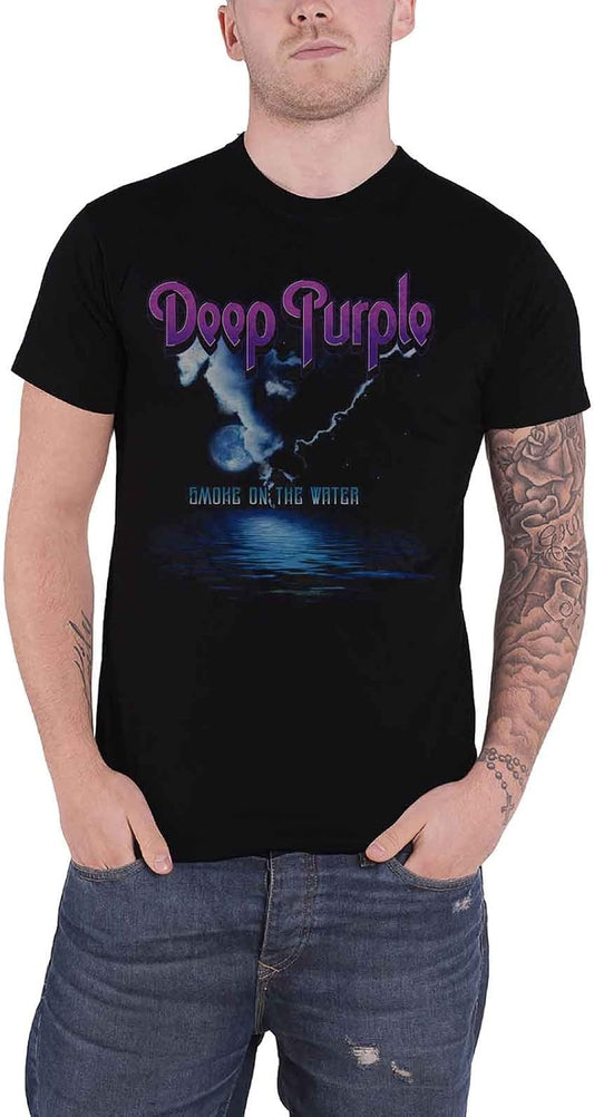Deep Purple T Shirt Smoke On The Water Band Logo Official Mens Black Size XXL