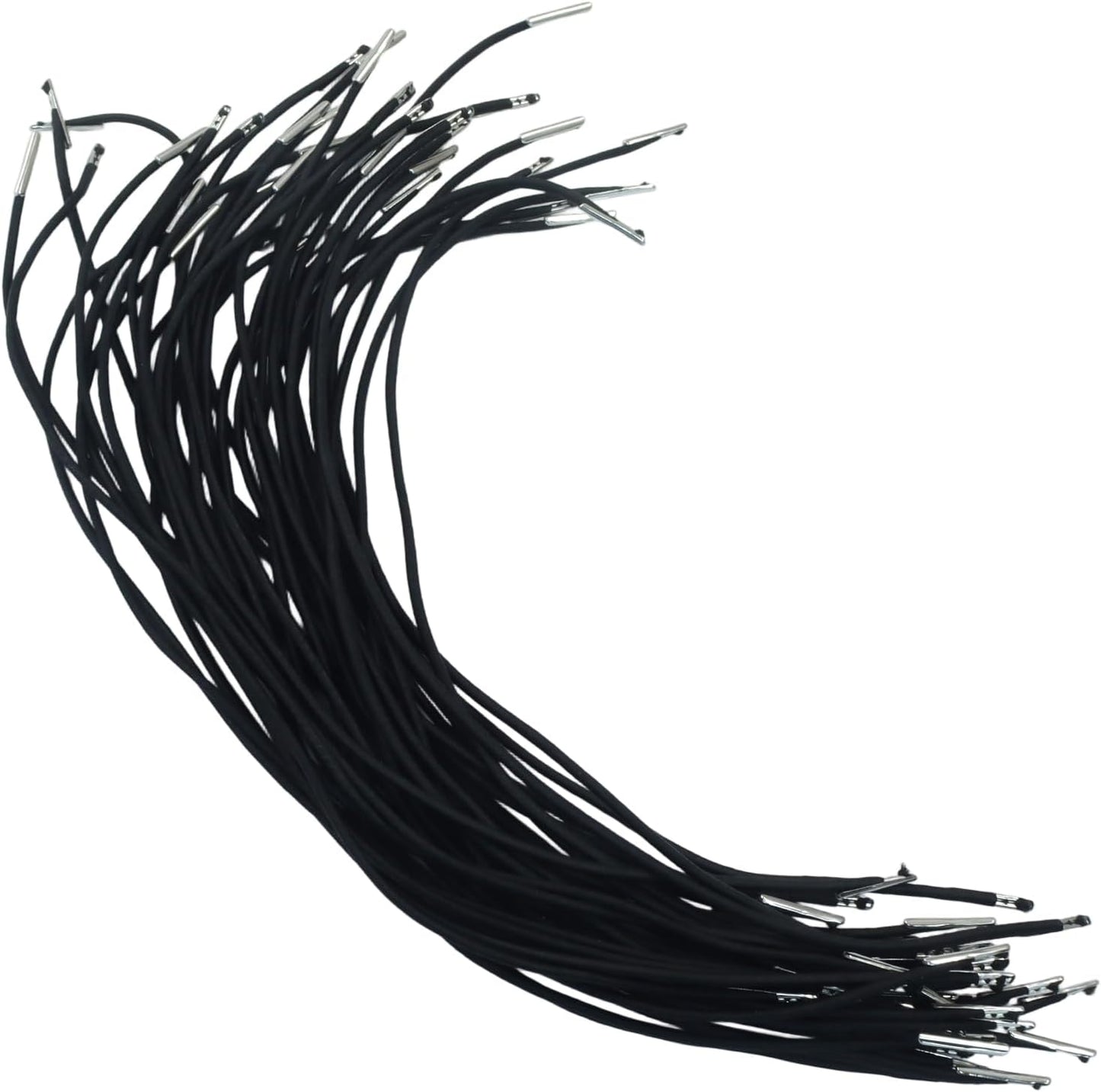 40 Pcs Elastic Barbed Cord, Stretch Round String with Metal Barbs for Mask Straps and Party Decorations（Black）
