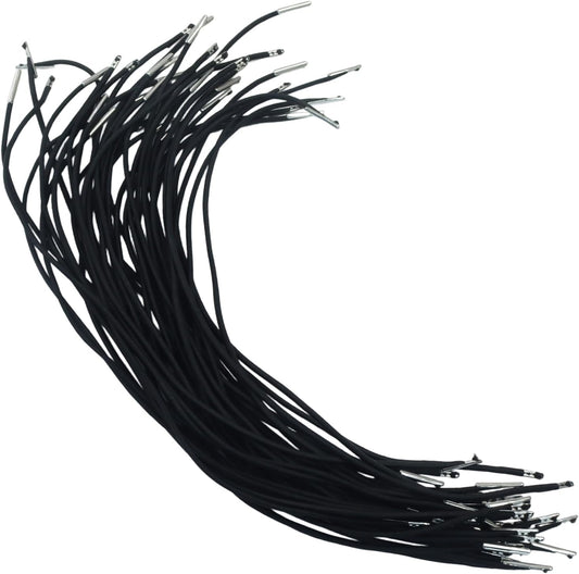40 Pcs Elastic Barbed Cord, Stretch Round String with Metal Barbs for Mask Straps and Party Decorations（Black）