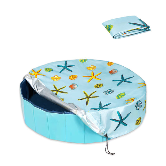 Ladadee Foldable Round Dog Swimming Pool Cover, for 32 "/63â/48â Collapsible Outdoor Tub, PVC Coating Waterproof and UV Protection, Leakproof Washable Kiddie Pet Small Paddling Bath Accessories