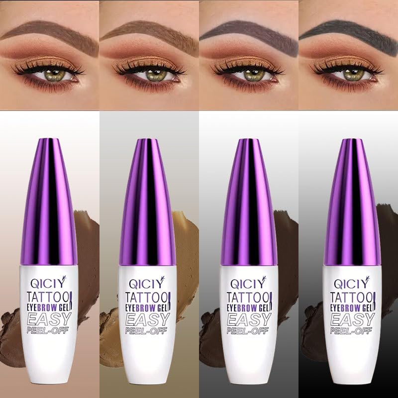 2pcs Light Brown Tattoo Eyebrow Gel Tinting, Waterproof & Transfer-proof for Fuller Brows, Suitable for All Skin Types (Light Brown, 2Pcs)