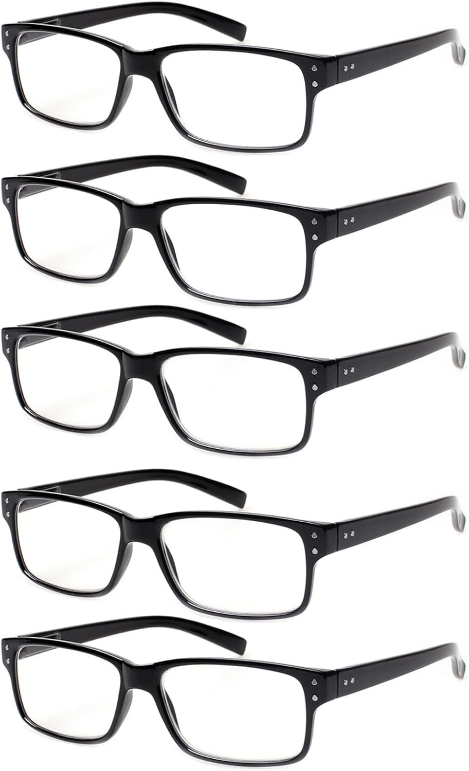 NORPERWIS Reading Glasses 5 Pairs Quality Readers Spring Hinge Glasses for Reading for Men and Women (5BLACK, 2.00)