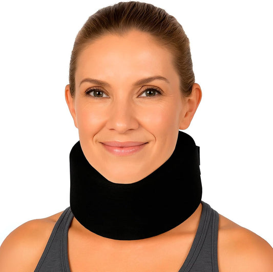 Vive Cervical Collar Neck Brace for Neck Pain and Support for Women & Men - Soft Foam Brace for Pain Relief - Comfortable Corrector Wrap for Posture, Sleeping, Radiculopathy, & Spine (Black, 3 inch)