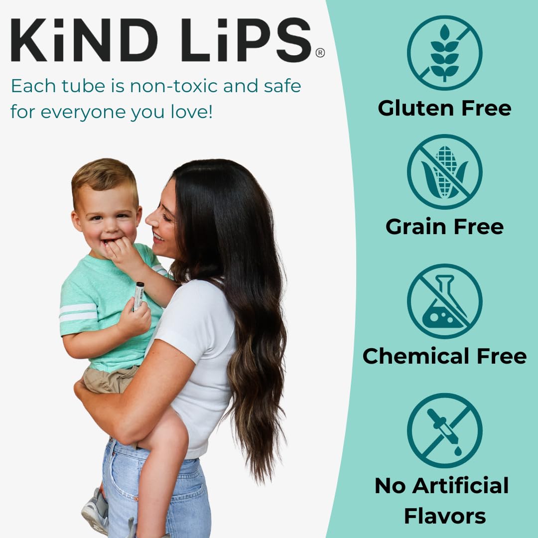 Kind Lips Strawberry Lip Balm 3-Pack - USDA Organic, Natural Chapstick Alternative for Dry Lips | Gluten-Free, Cruelty-Free
