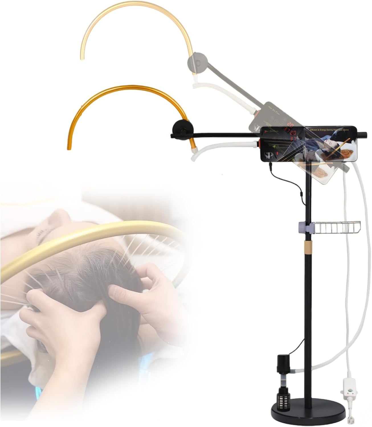 Freestanding Head Spa Equipment, Height & Angle Adjustable Water Circulation Frame, Shampoo Bowls Accessories Japanese Waterfall Head Spa Scalp Massage for Salon & Home Use