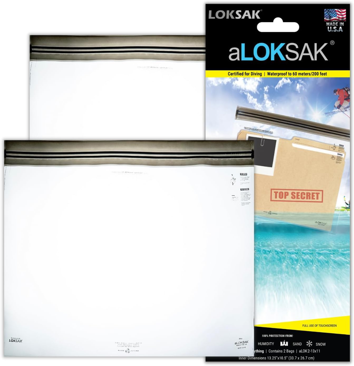 LOKSAK - aLOKSAK Waterproof Cellphone Dry Bags - Airtight Underwater Phone Pouch - Touch Screen Compatible - Diving Certified
