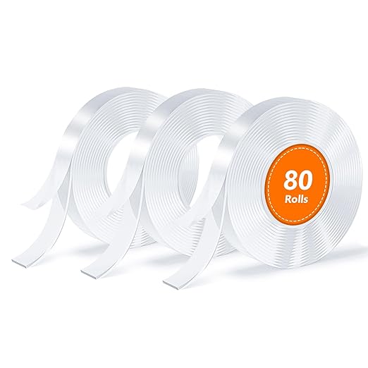 Double Sided Tape, Nano Tape, Transparent Adhesive Tape, Traceless Adhesive Tape, Removable, Washable, Reusable, Suitable for Carpets, Photo Walls, 3m Per Roll, 80 Rolls