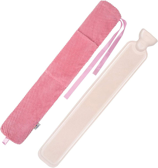 HomeTop Premium 2.25 Liters Rubber Hot Water Bottle w/Soft Fleece Cover(Pink White)