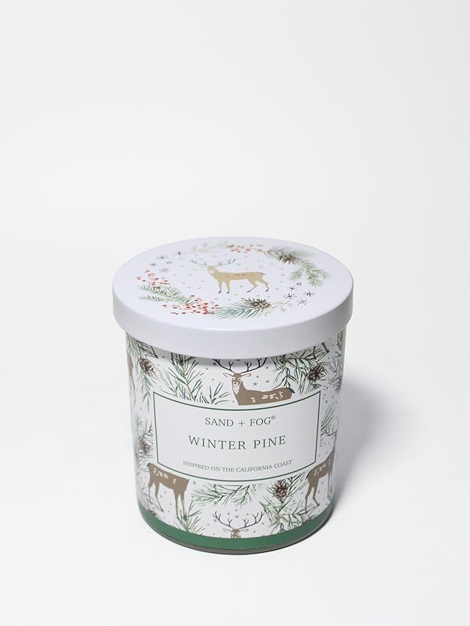 Sand + Fog Scented Candle - Winter Pine â Additional Scents and Sizes â 100% Cotton Lead-Free Wick - Luxury Air Freshening Jar Candles - Perfect Home DÃ©cor with Metal Lid â 11.5 oz