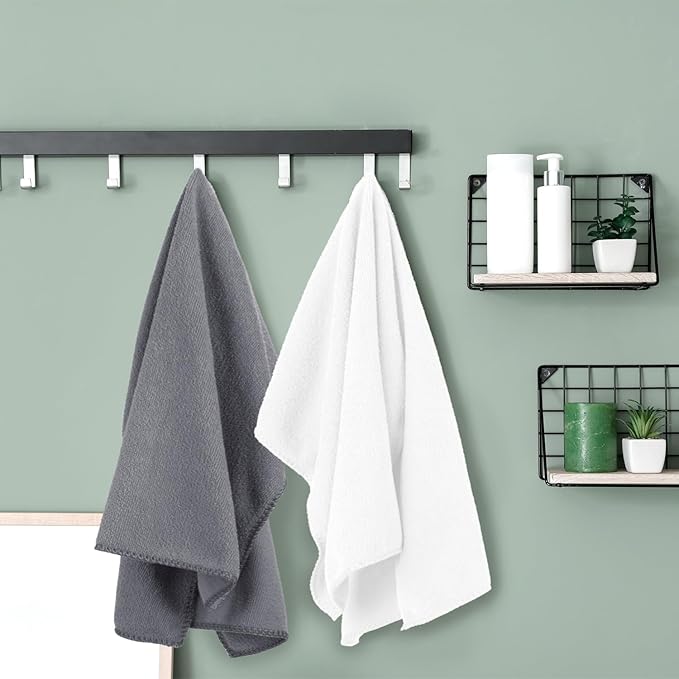 JML Towels, Pack of 4 Extra Large Bath Towel (30" x 60") - Absorbent Microfiber Bathroom Towels for Body, Adult, Hair, Yoga, Swimming, Grey Diamond Embossed
